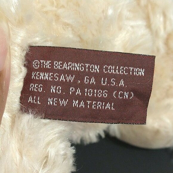 The Bearington Collection Teddy Bear Plush Stuffed Animal Toy Tan With Bow 9 in - Picture 5 of 7